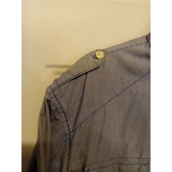 American Rag Men’s XXL Blue Button Front Shirt Micro Check Long Sleeve Casual - Picture 6 of 7